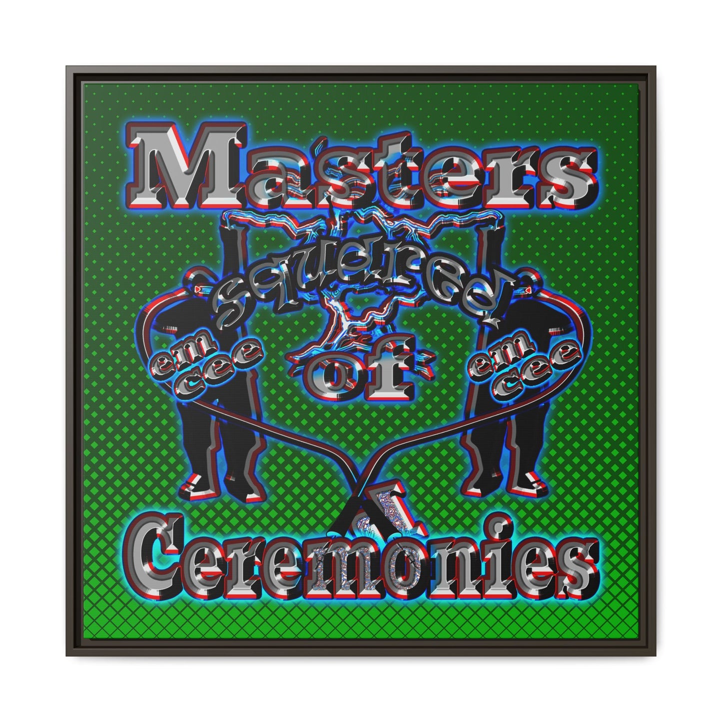 em cee squared - framed canvas art (logo green)