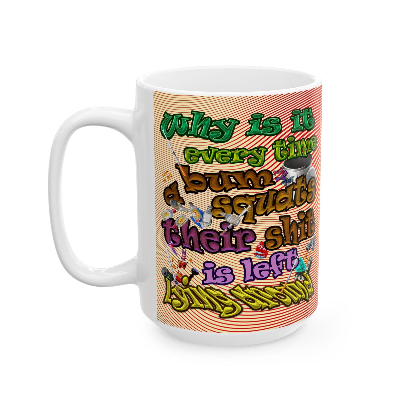 the bum's shit - White Mug (yellow-orange wave)