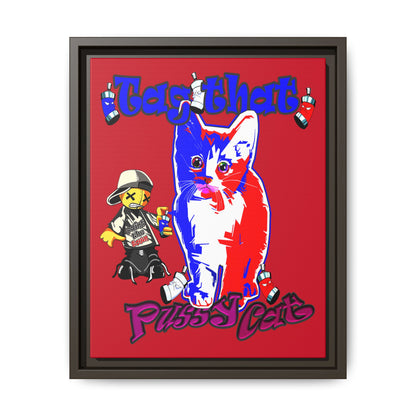 tag that - framed canvas art (dark red)