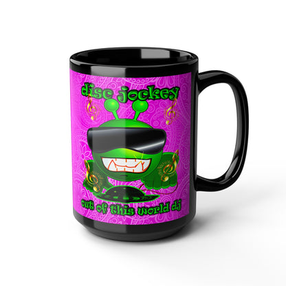 disc jockey - Black Mug (pink swirl)