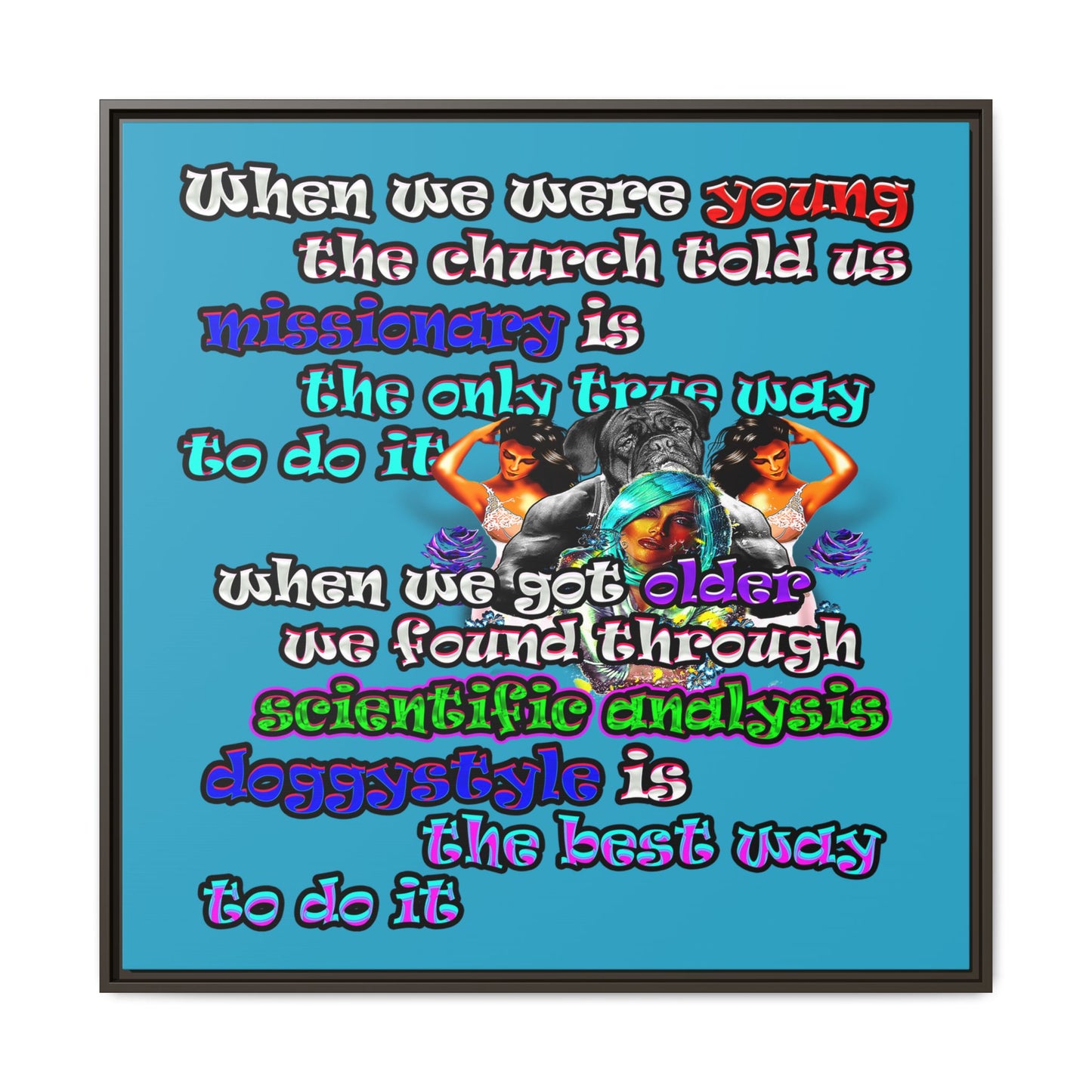 doggystyle - framed canvas art (turquoise)
