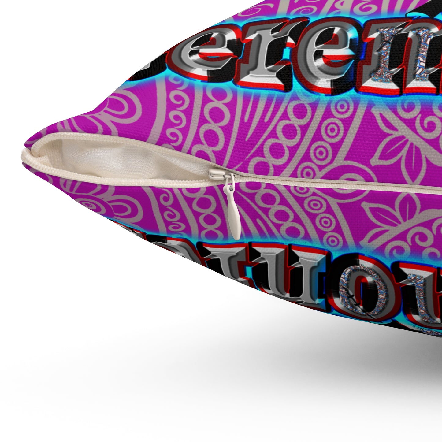 em cee squared - Spun Polyester Square Pillow - (pink swirl)