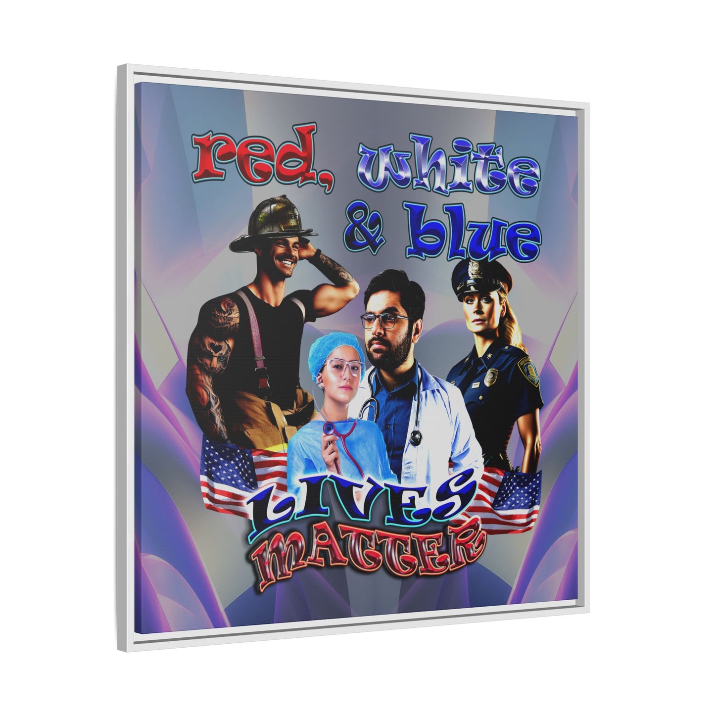 rw&b lives matter - framed canvas art (grey-pink wave)