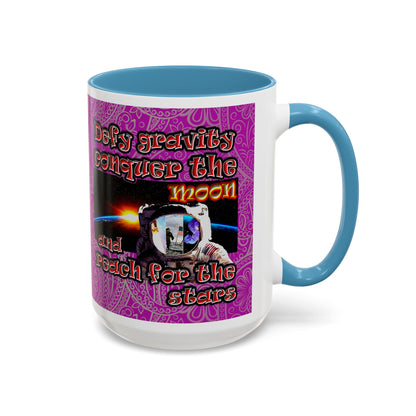 defy conquer reach - Accent Mug (pink swirl)