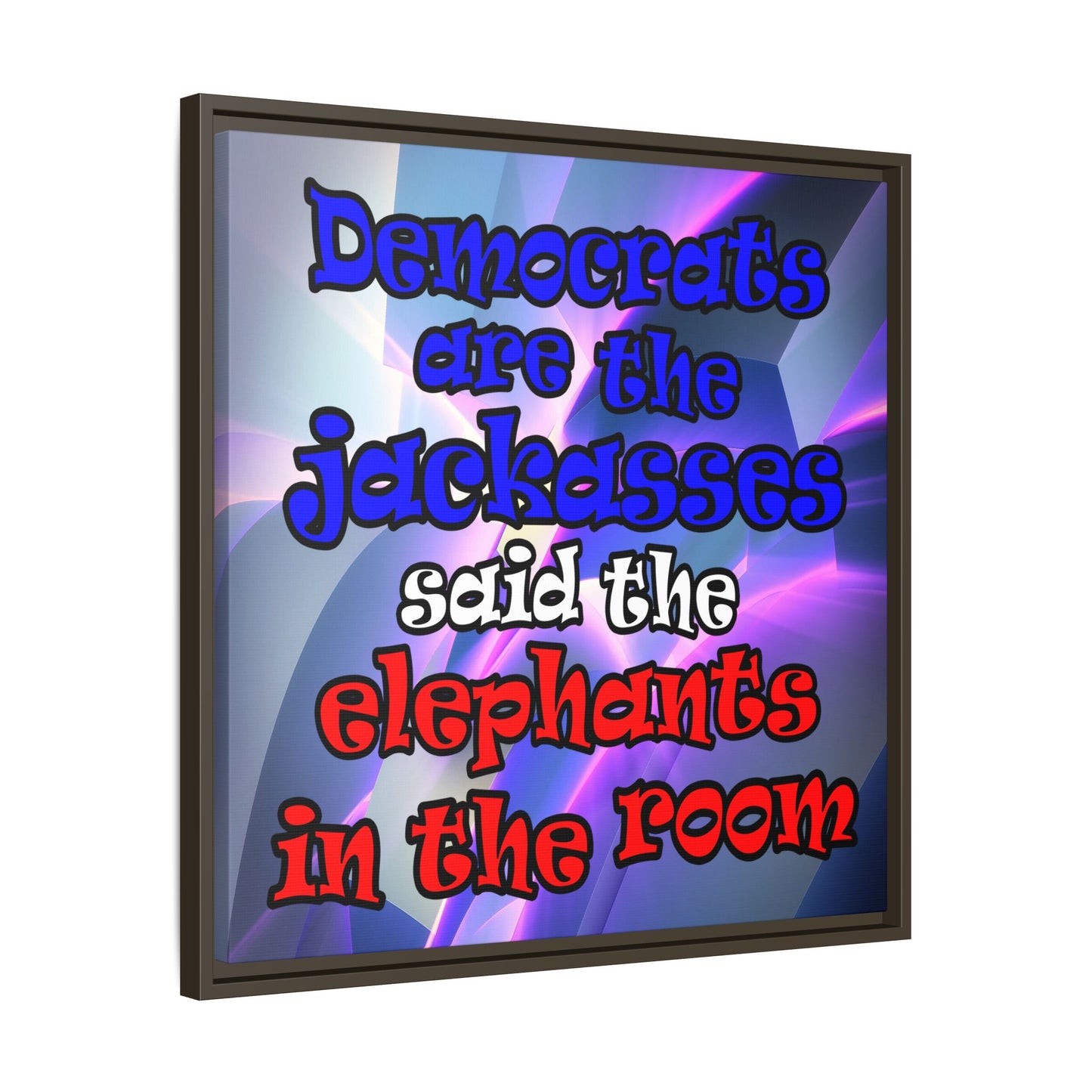 donkeys and elephants - framed canvas art (grey-pink wave)