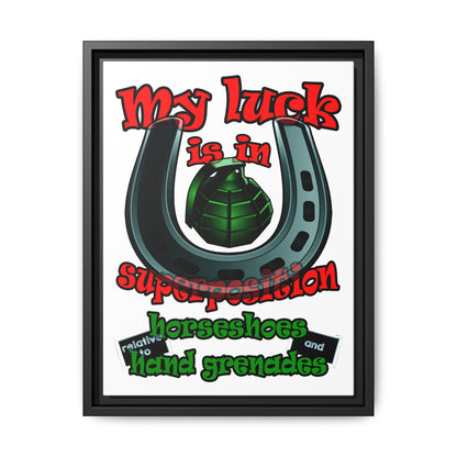 my luck - framed canvas art (white)