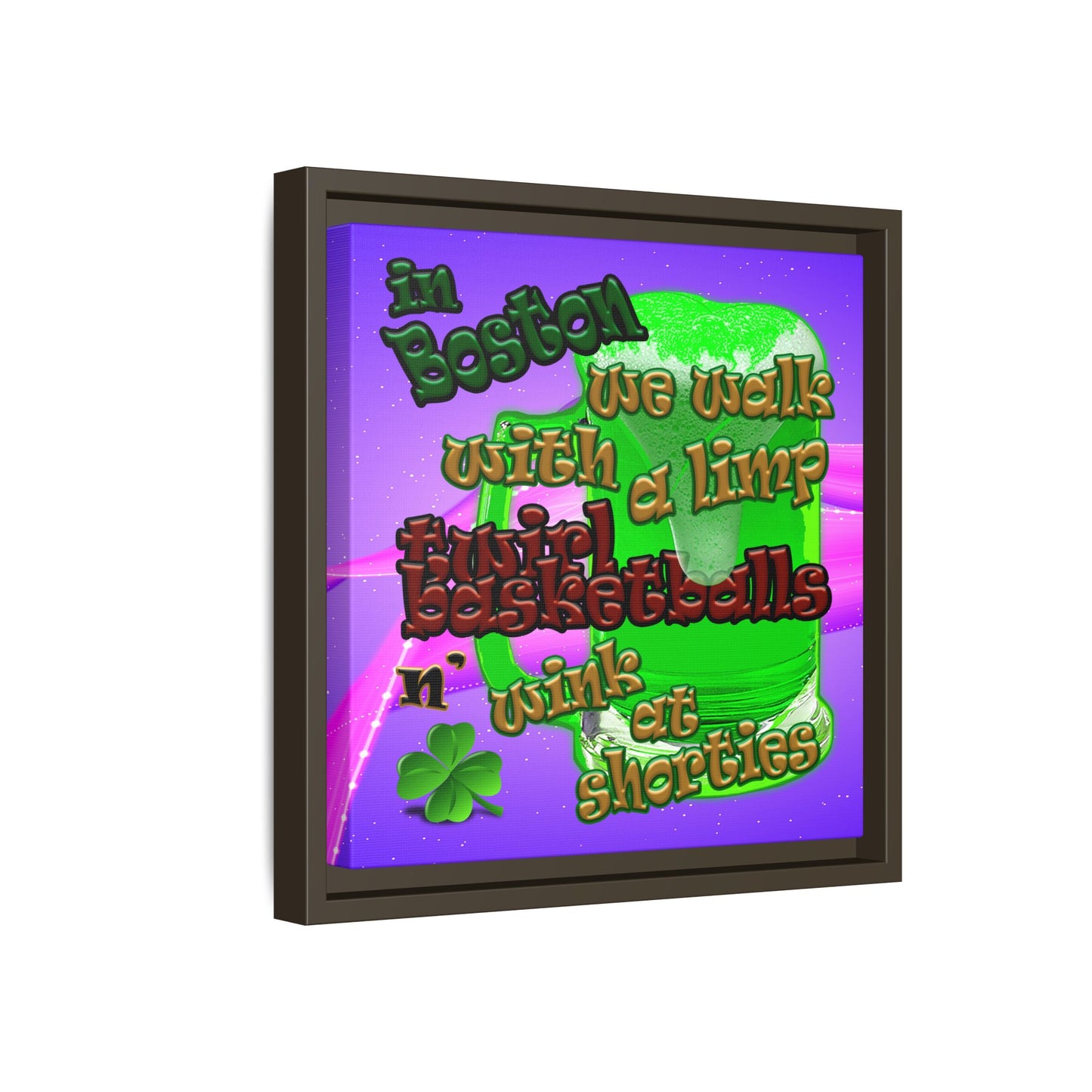 celtics logo - framed canvas art (purple-pink wave)