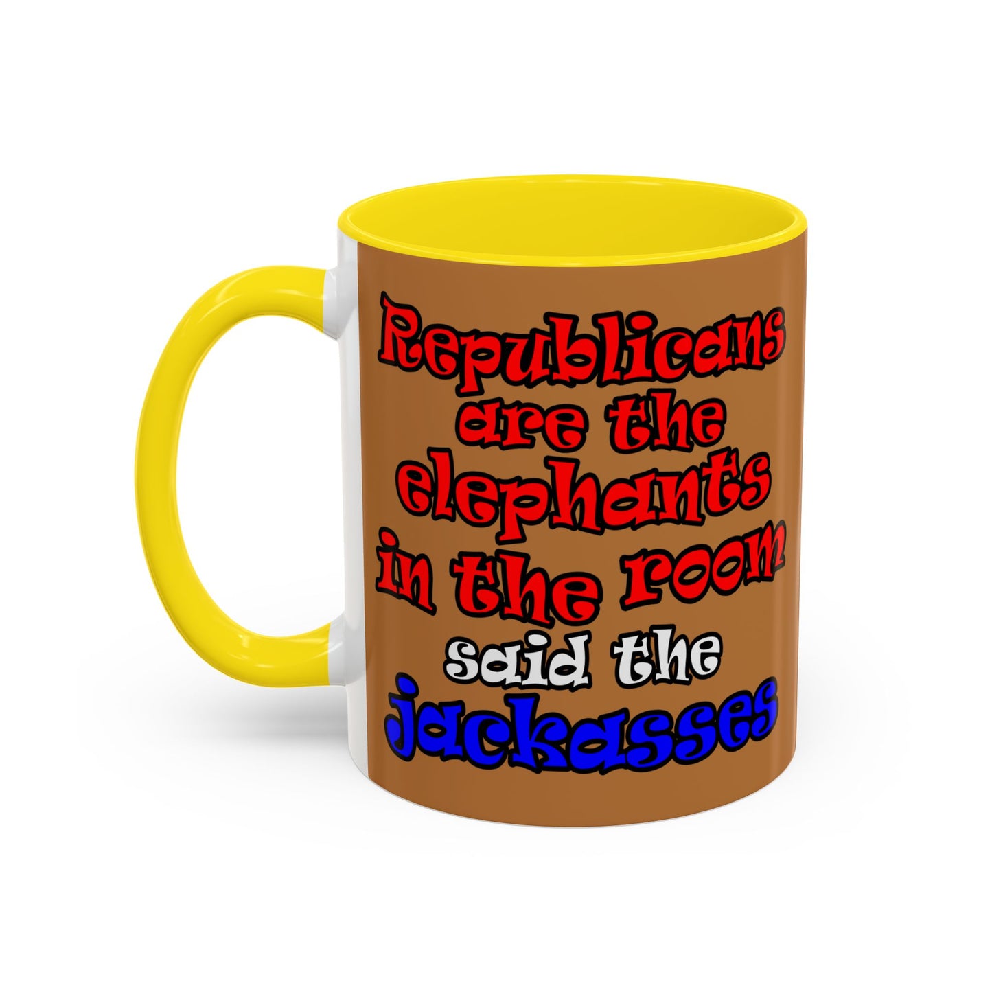 donkeys and elephants - Accent Mug (light brown)