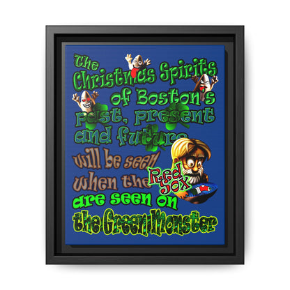 christmas spirits of boston - framed canvas art (dark blue)