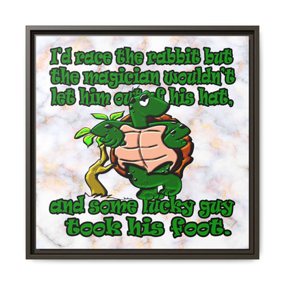 turtle race - framed canvas art (white marble)