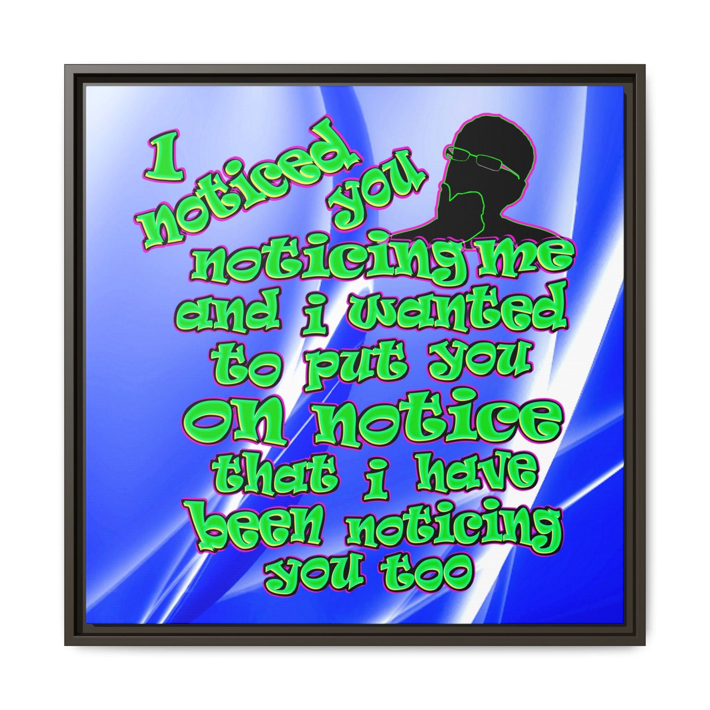 noticed you noticing - framed canvas art (blue-white wave)