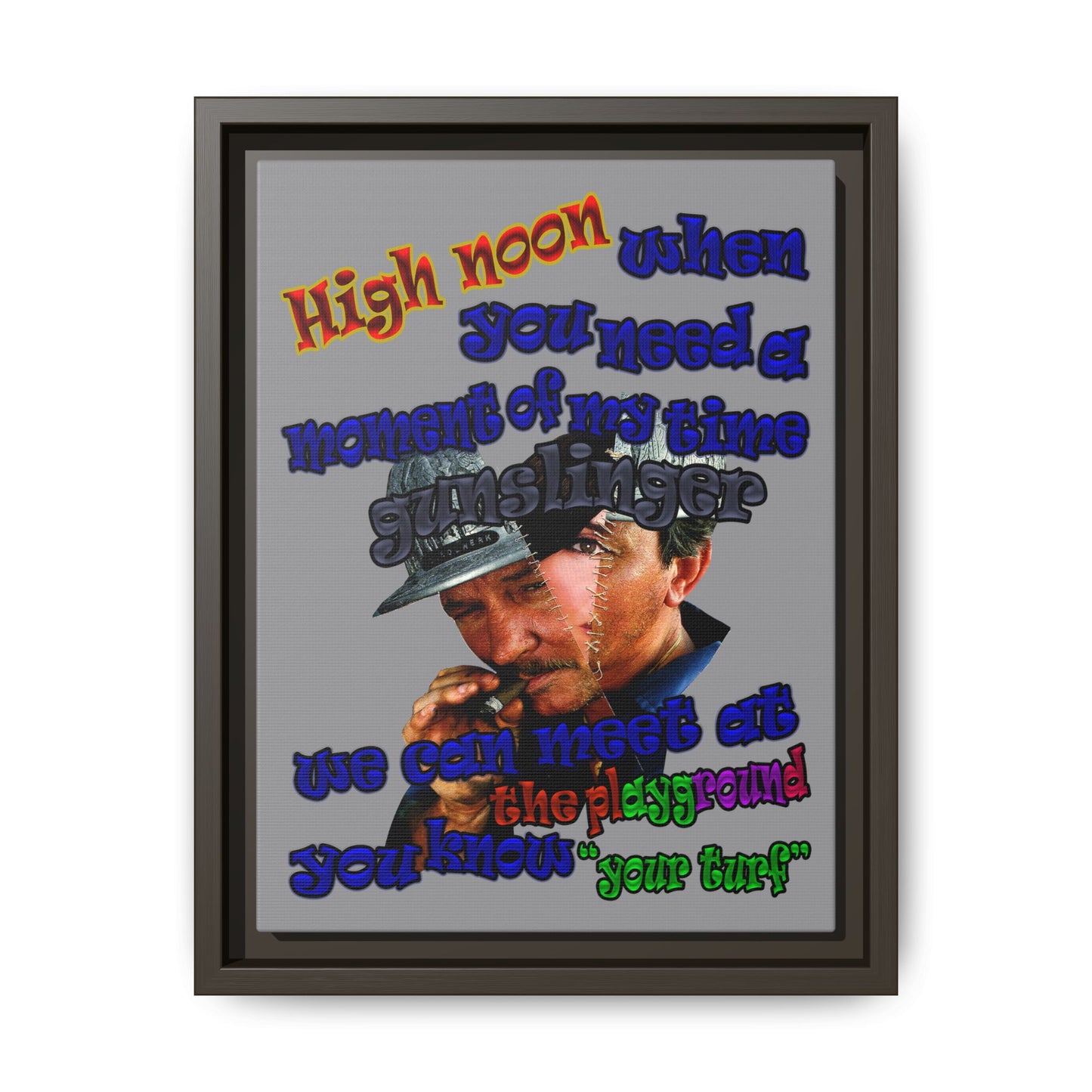 high noon - framed canvas art (grey)