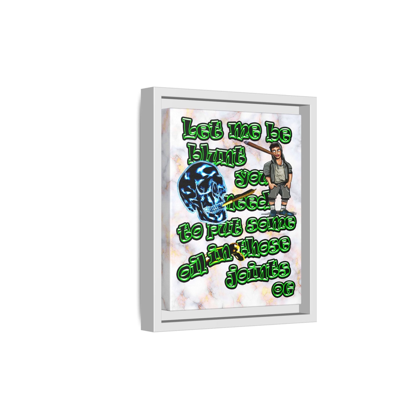 og - framed canvas art (white marble)