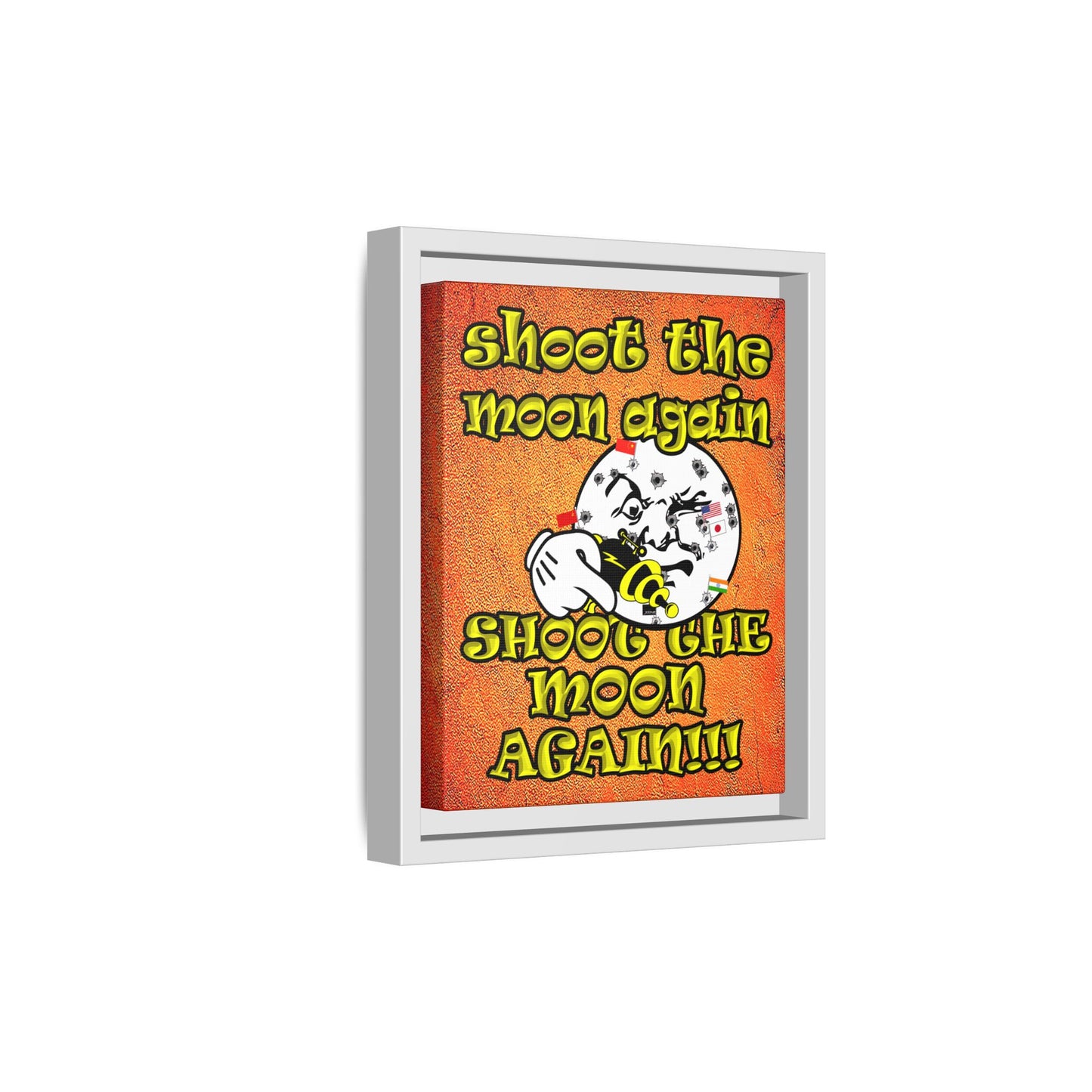 shoot the moon again - framed canvas art (burnt orange)