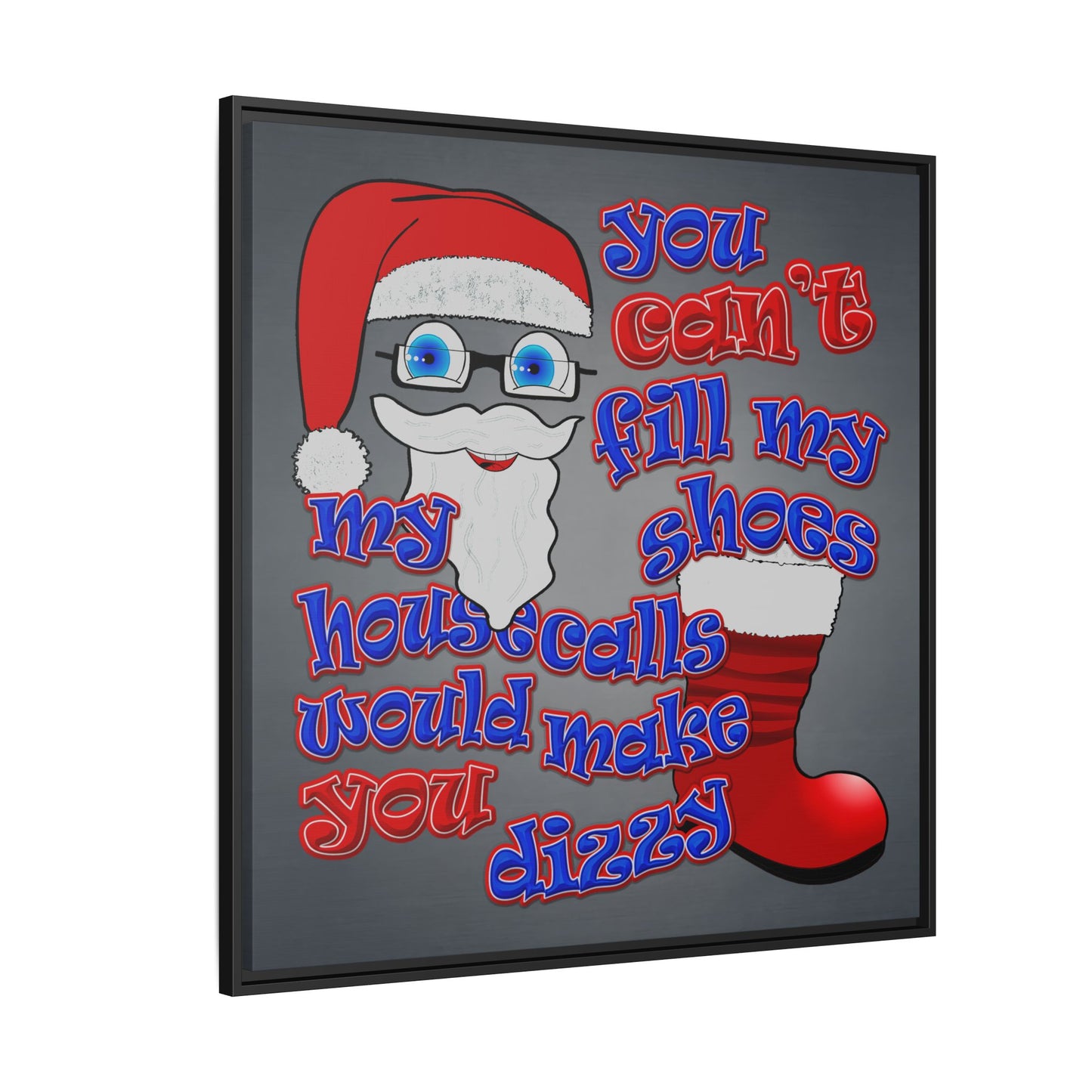 santa's shoes - framed canvas art (grey-light grey)