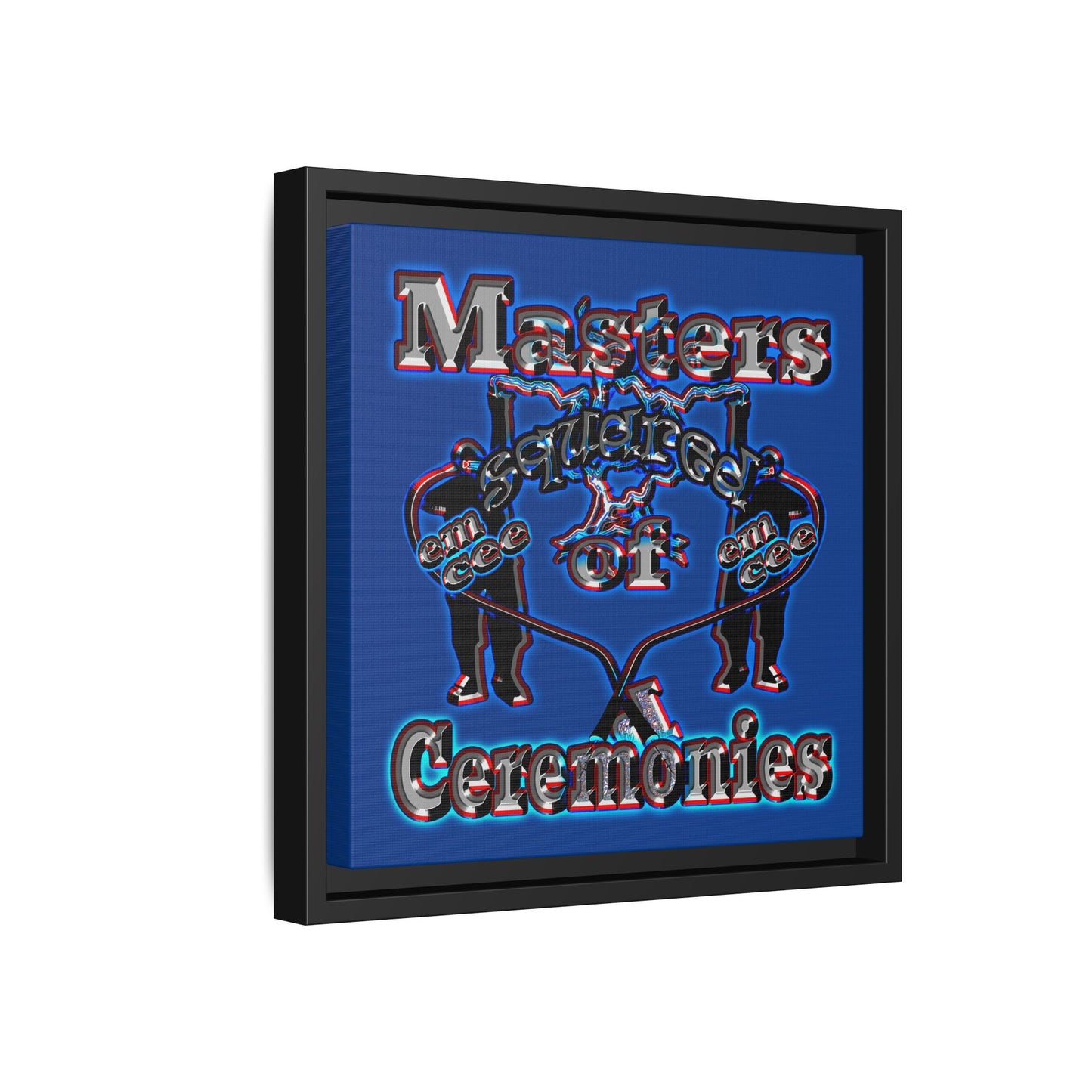 em cee squared - framed canvas art (dark blue)
