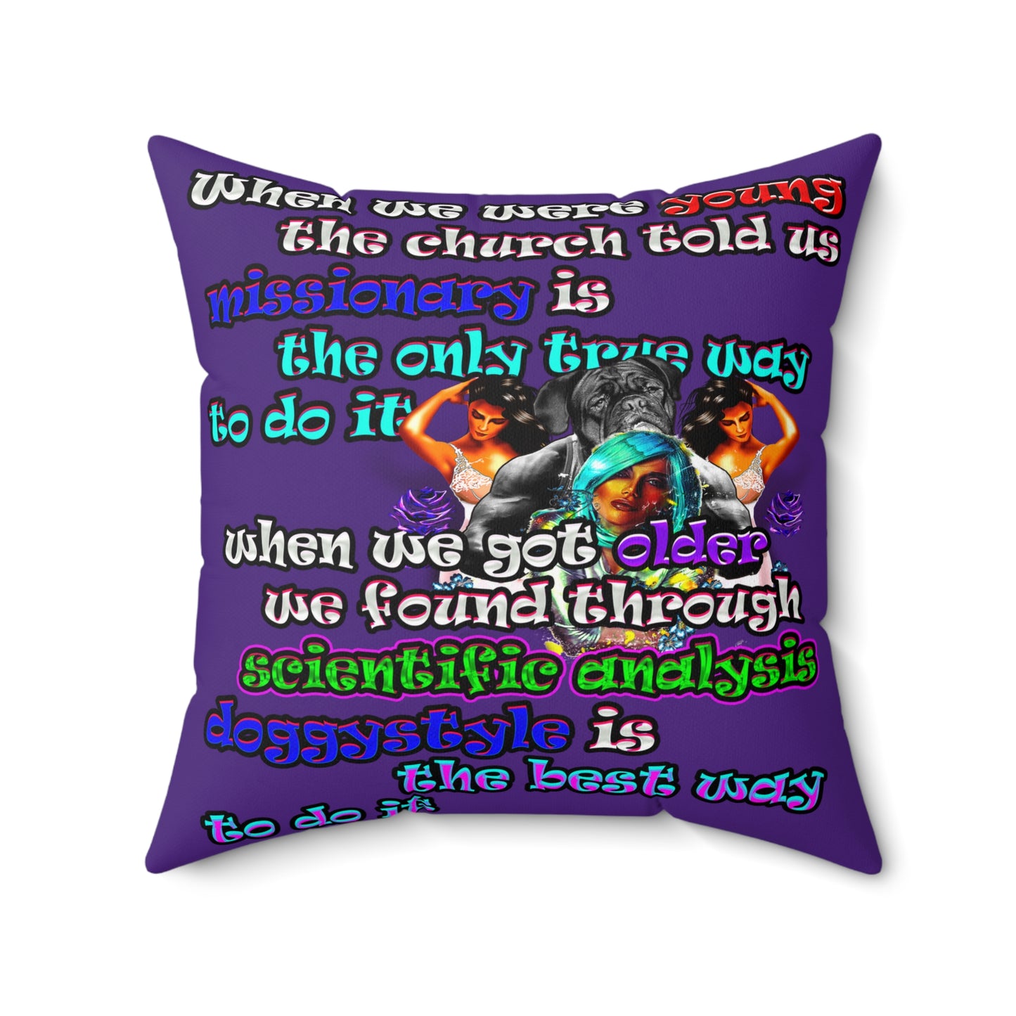 doggystyle - Spun Polyester Square Pillow - (purple)