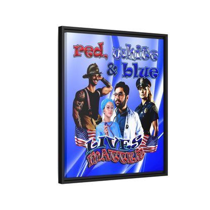 rw&b lives matter - framed canvas art (blue-white wave)