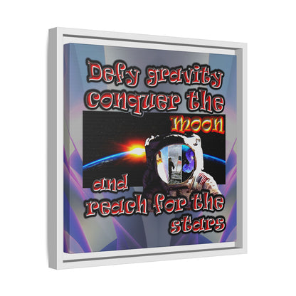 defy conquer reach - framed canvas art (grey-pink wave)