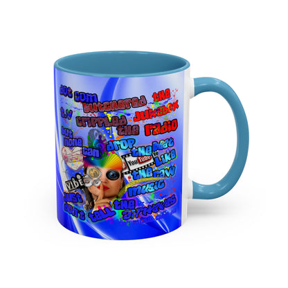 drop the beat - Accent Mug (blue-white wave)