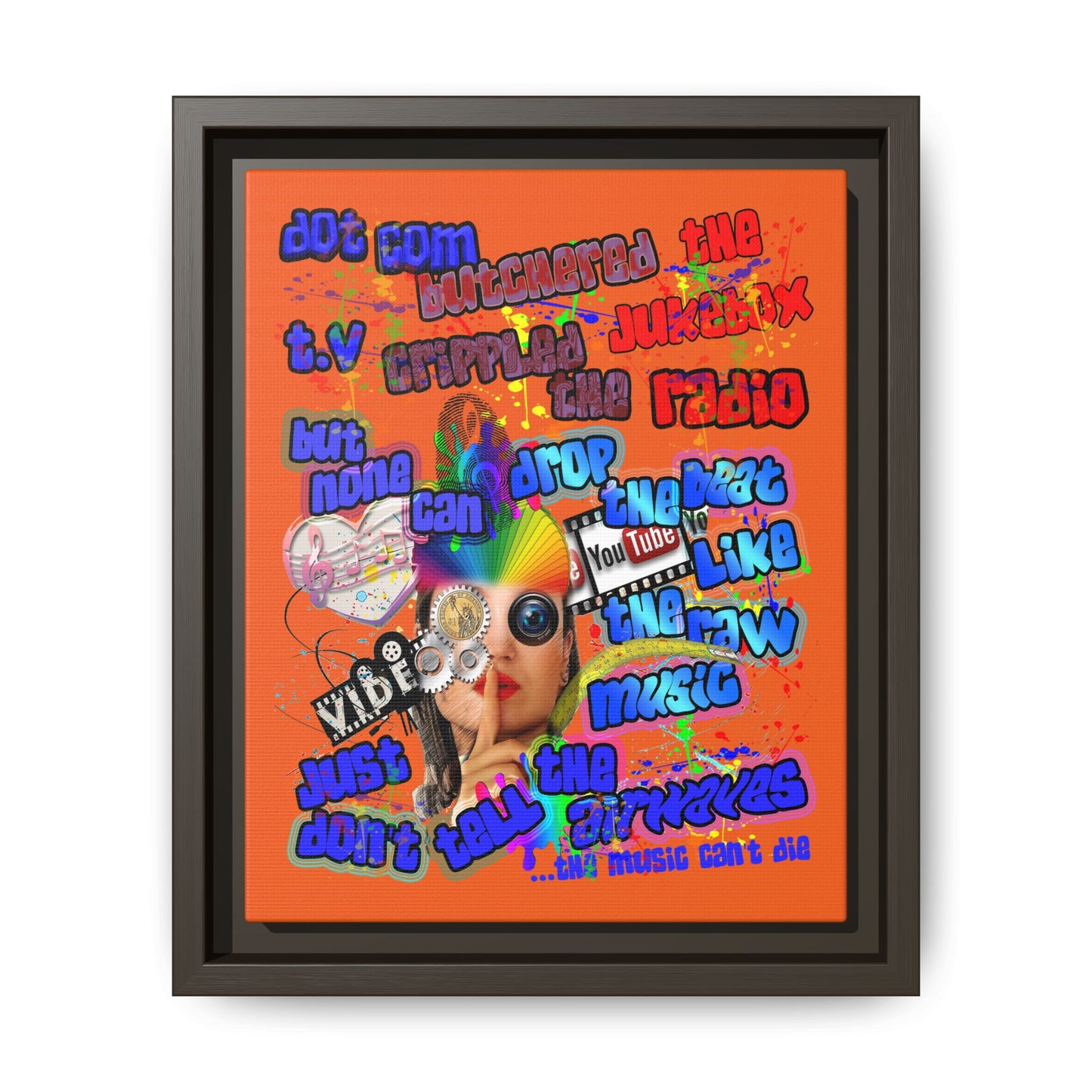 drop the beat - framed canvas art (orange)