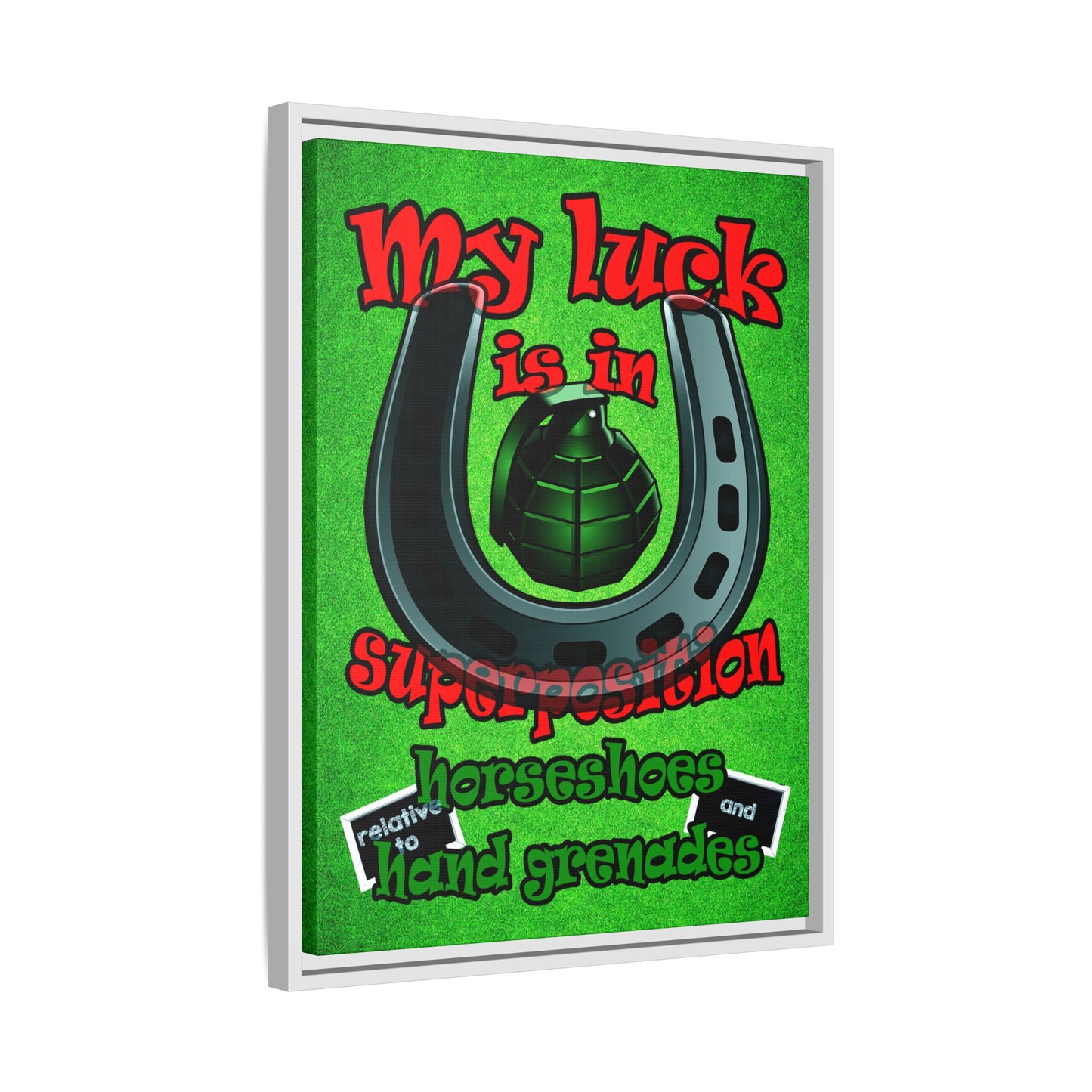 my luck - framed canvas art (green turf)