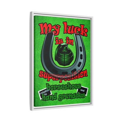 my luck - framed canvas art (green turf)