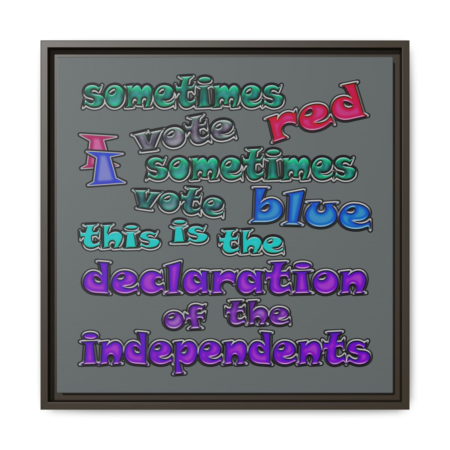 declaration of the independents - framed canvas art (dark grey)
