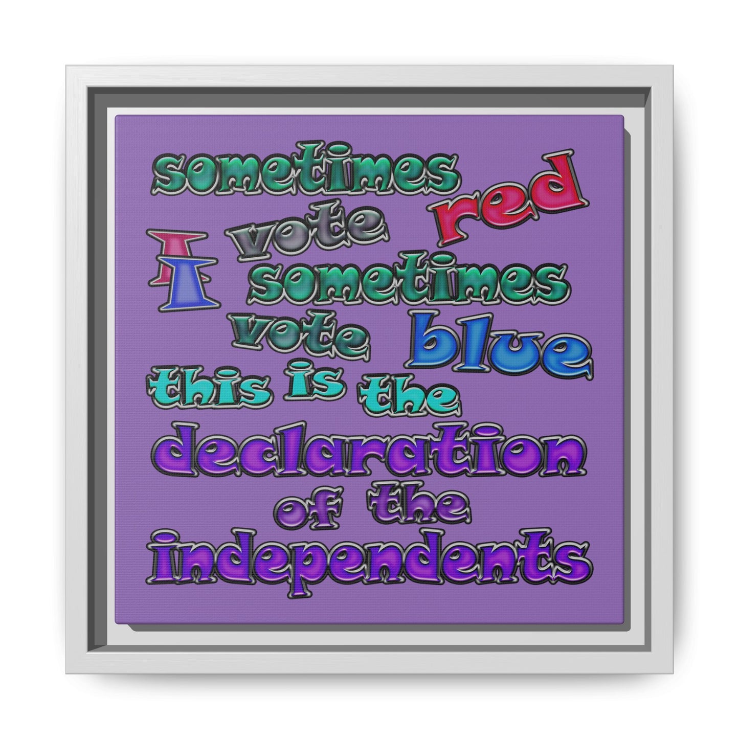 declaration of the independents - framed canvas art (light purple)