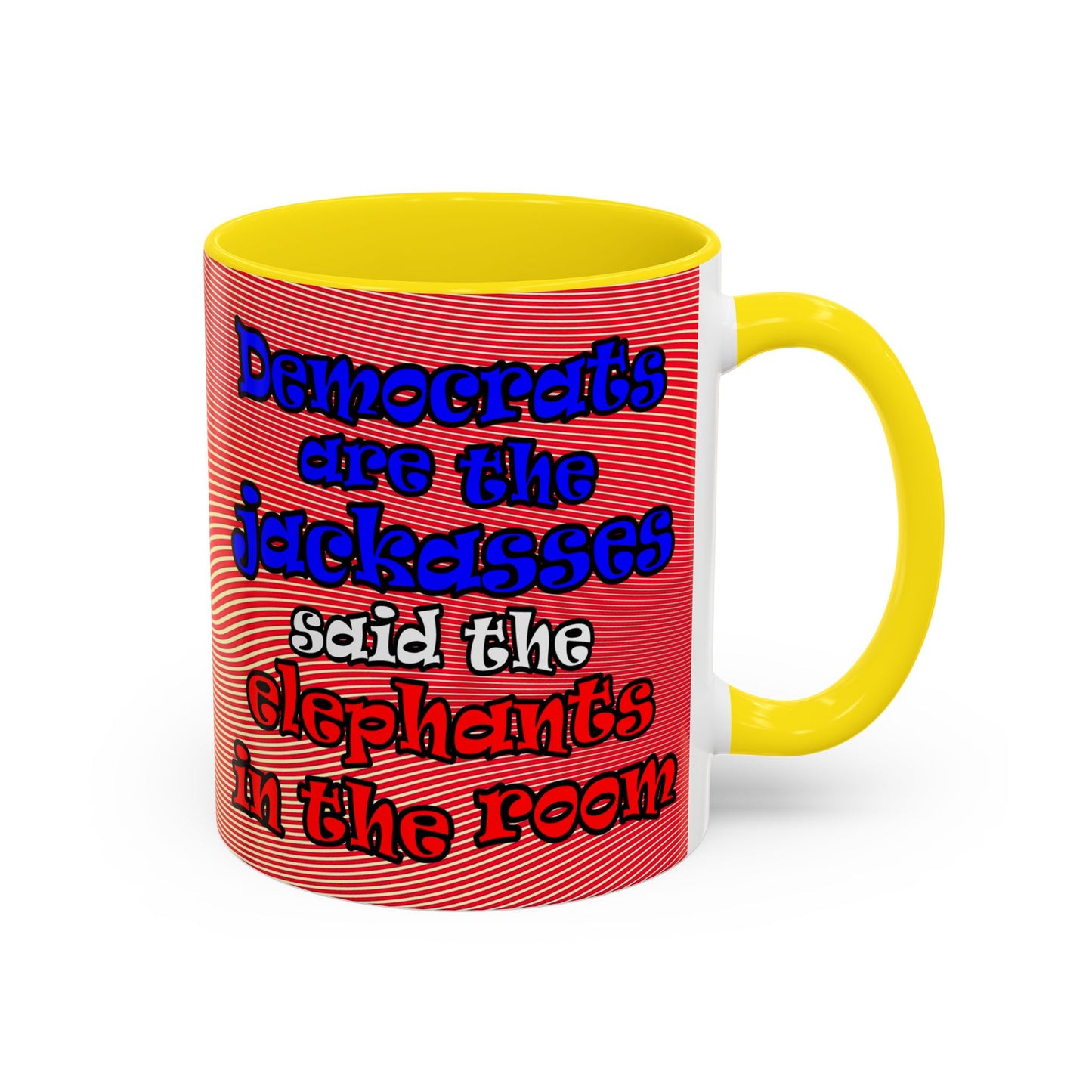 donkeys and elephants - Accent Mug (yellow-orange wave)