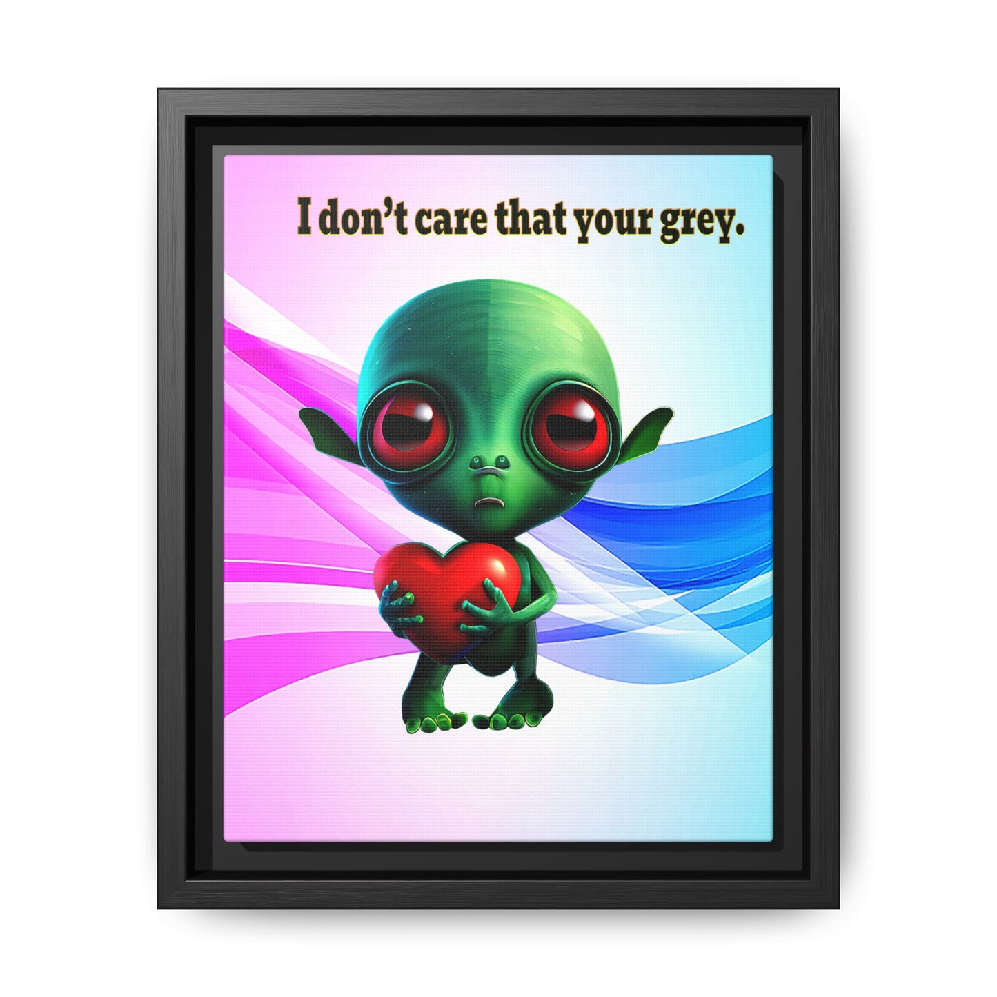 I don't care that your grey - framed canvas art (light blue-pink wave)