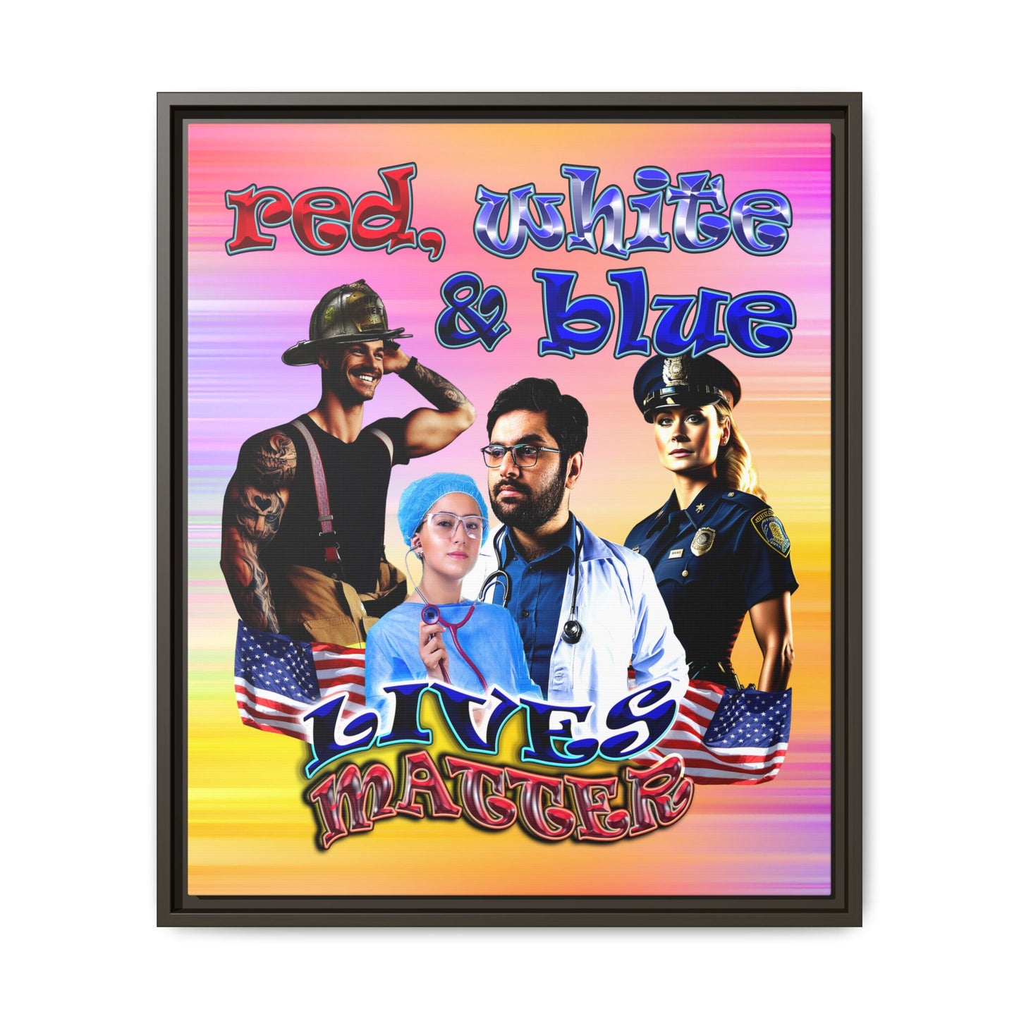 rw&b lives matter - framed canvas art (color blur)