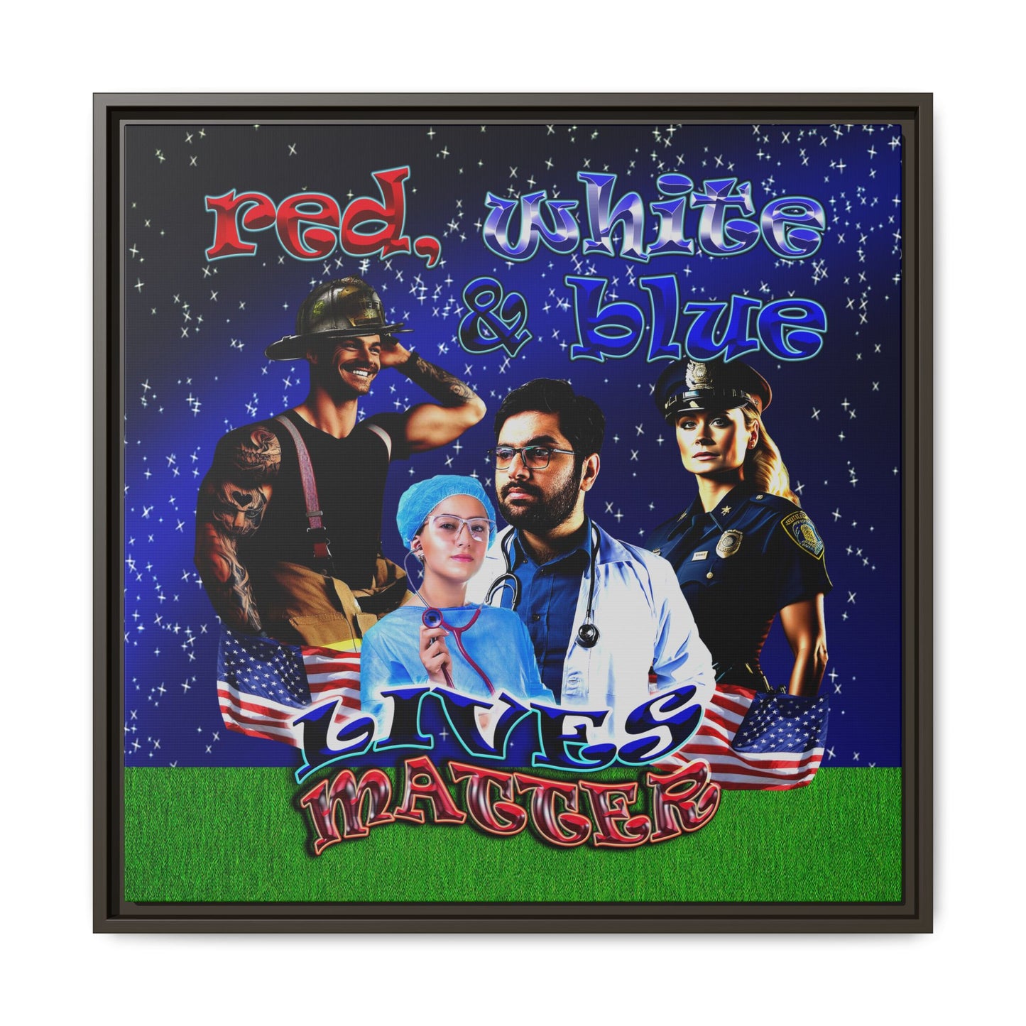 rw&b lives matter - framed canvas art ('snoops' background)