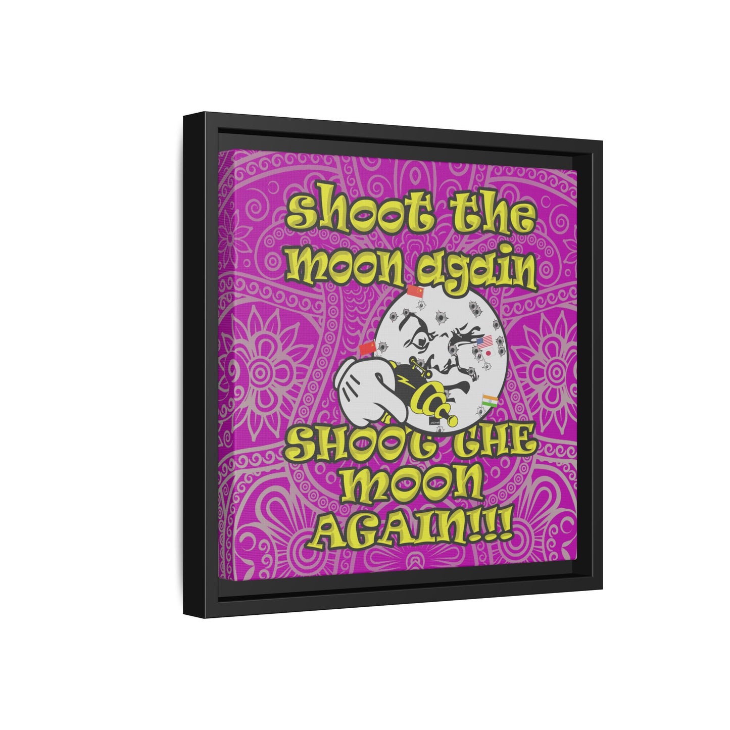 shoot the moon again - framed canvas art (pink swirl)