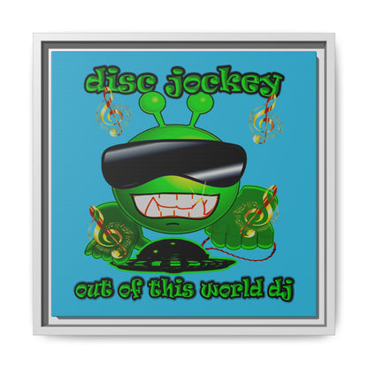 disc jockey - framed canvas art (turquoise)