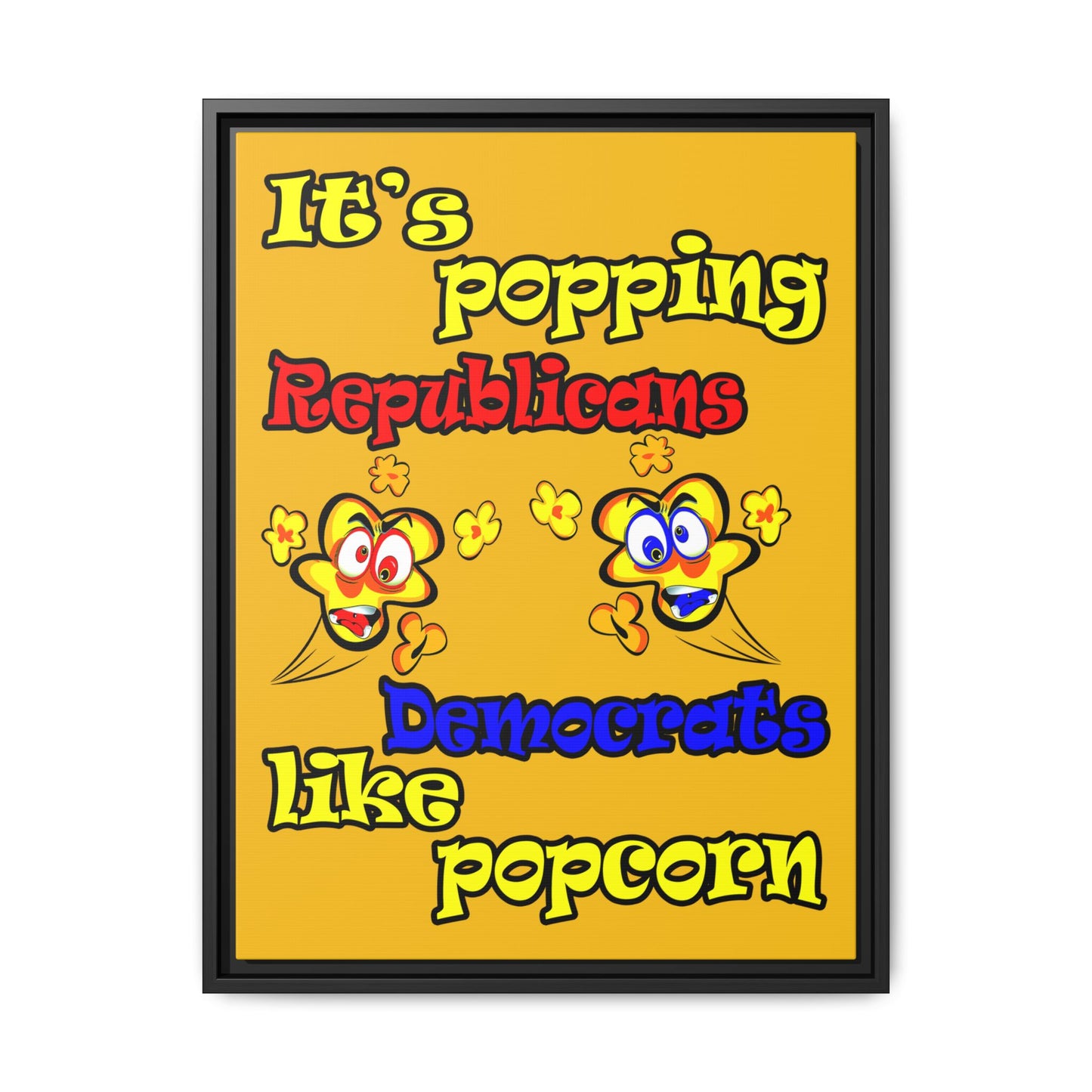 popping like popcorn - framed canvas art (yellow)