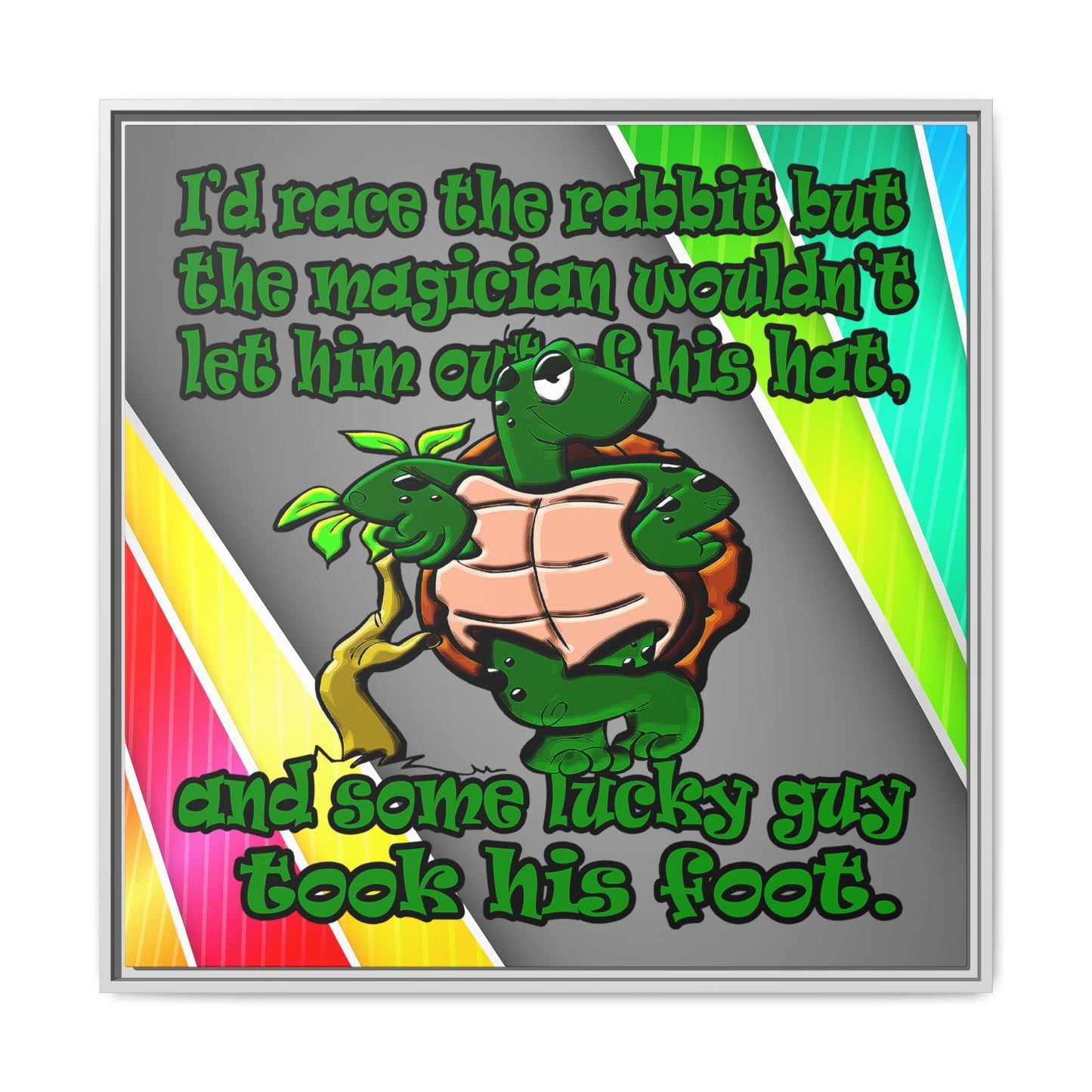 turtle race - framed canvas art (rainbow split)