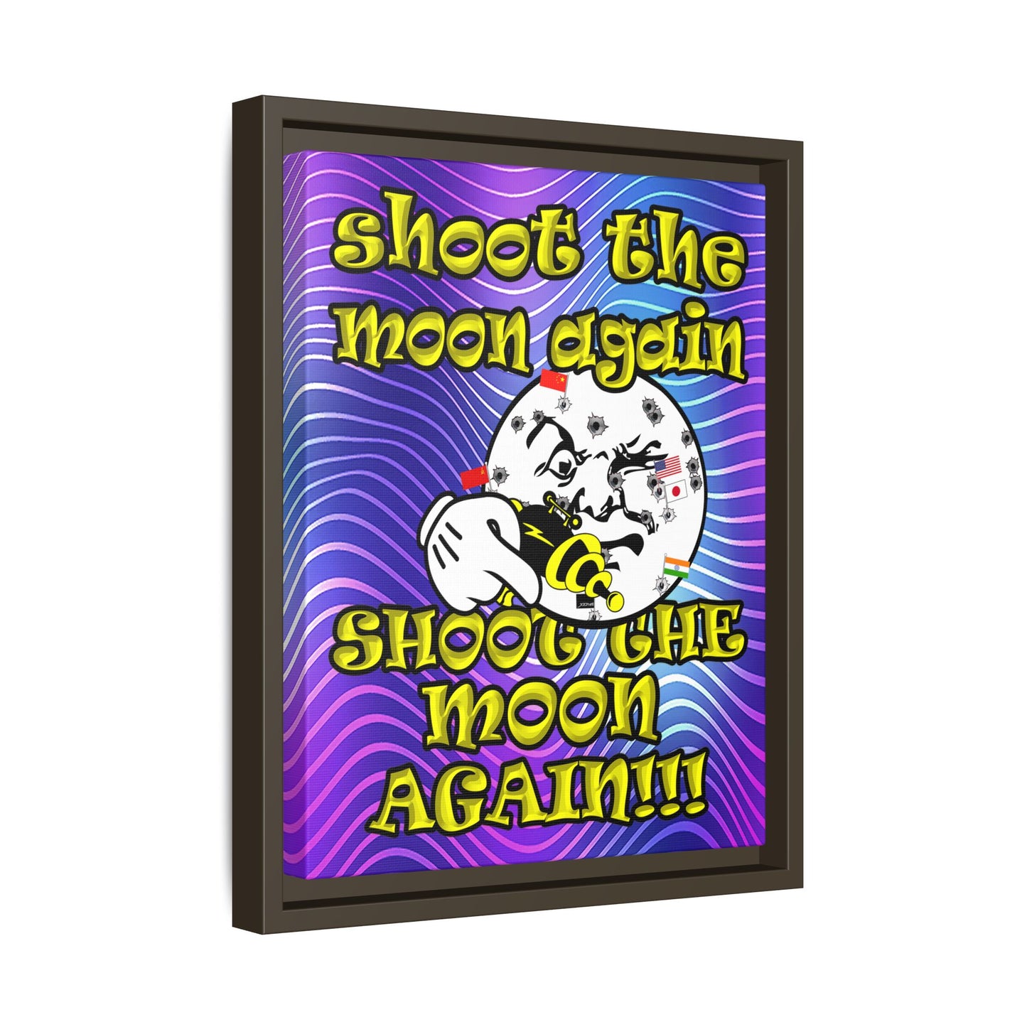 shoot the moon again - framed canvas art (purple wave)