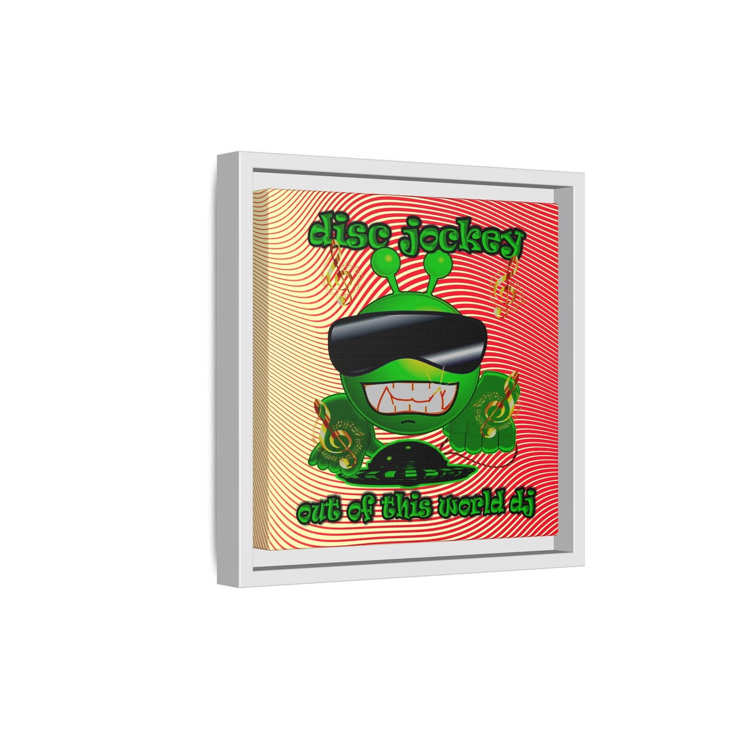 disc jockey - framed canvas art (yellow-orange wave)