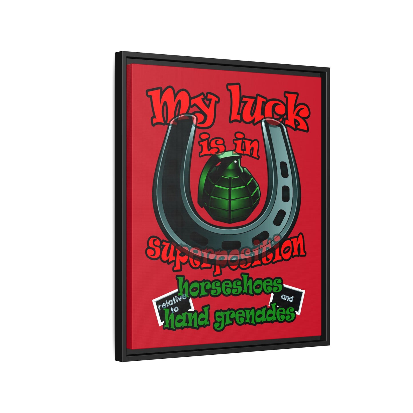 my luck - framed canvas art (dark red)