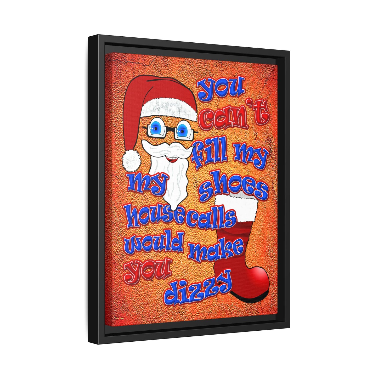 santa's shoes - framed canvas art (burnt orange)