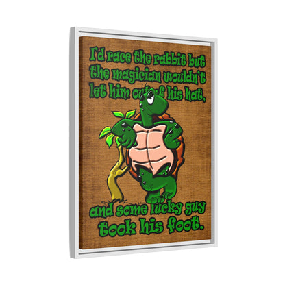 turtle race - framed canvas art (brown papyrus)