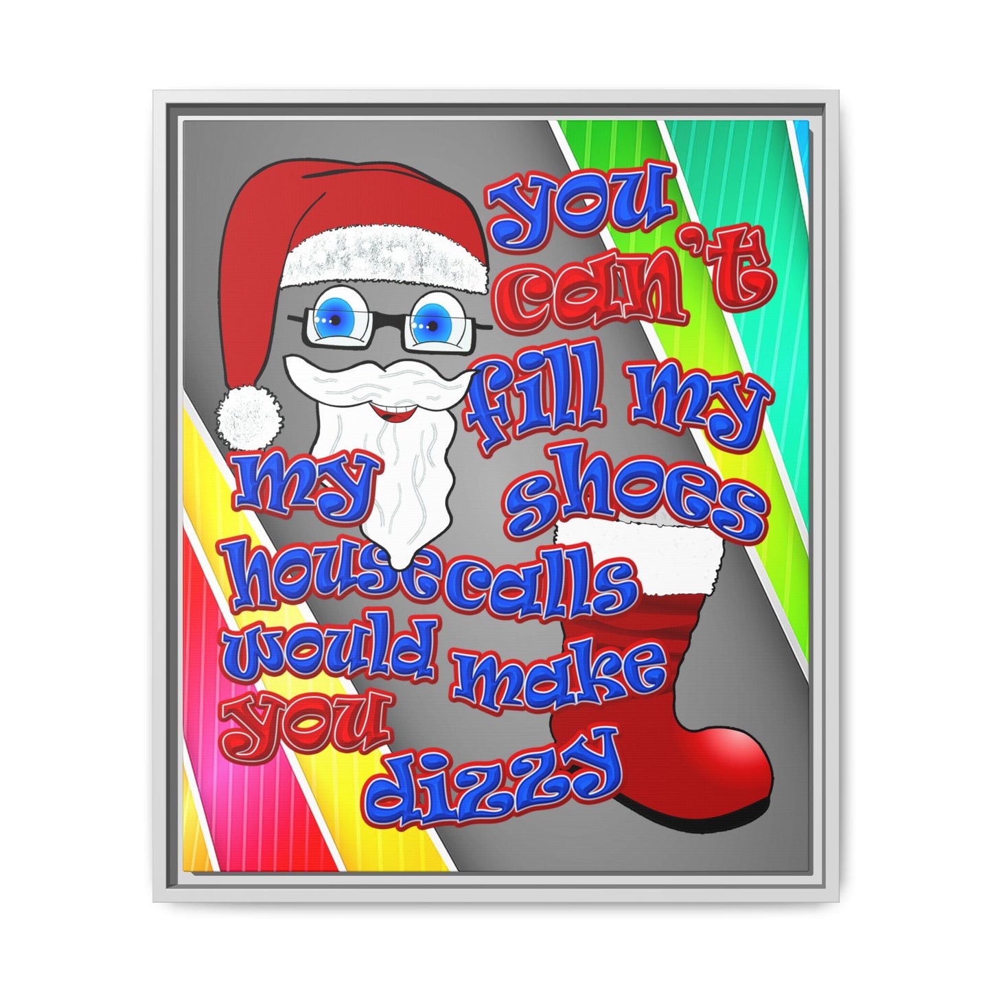santa's shoes - framed canvas art (rainbow split)