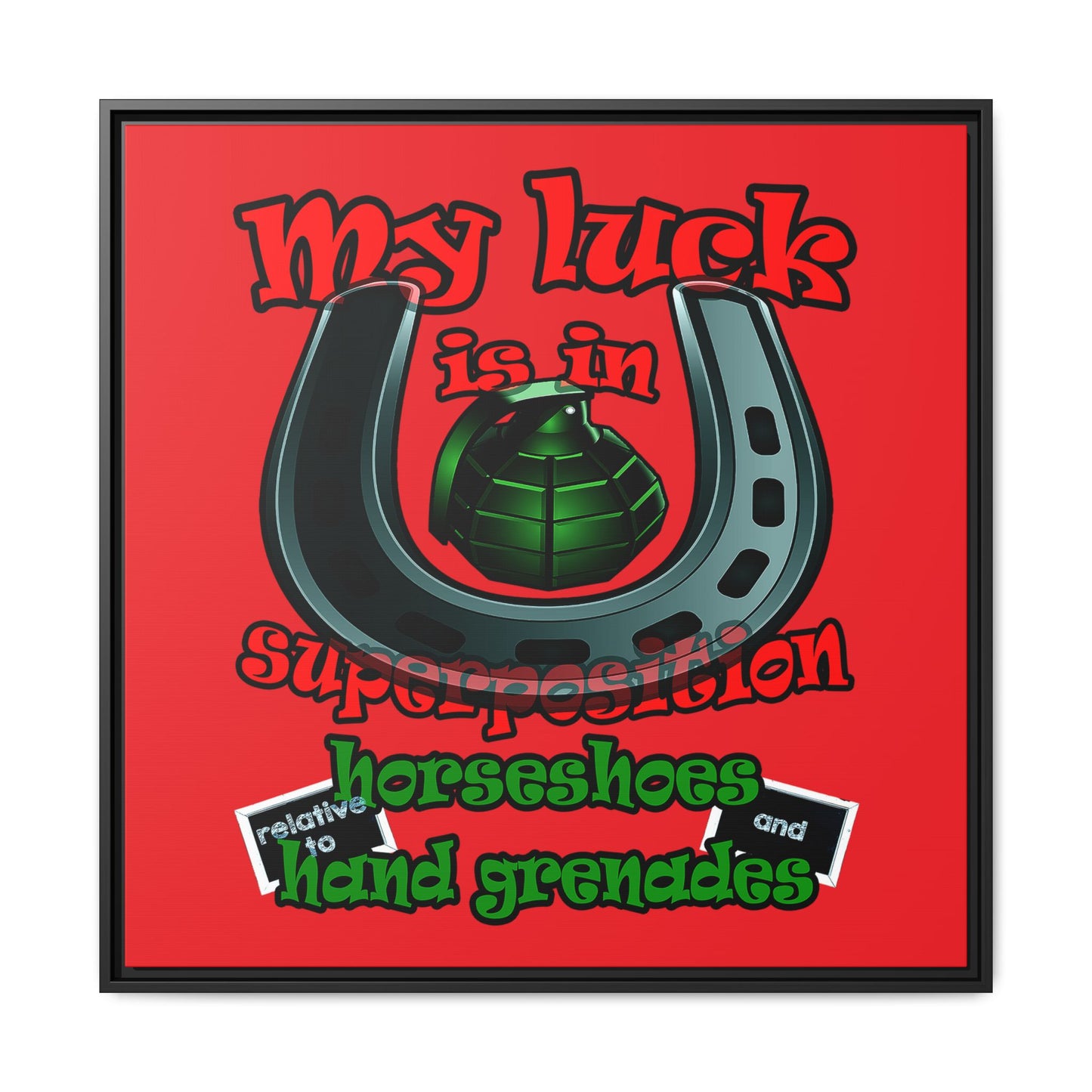 my luck - framed canvas art (red)