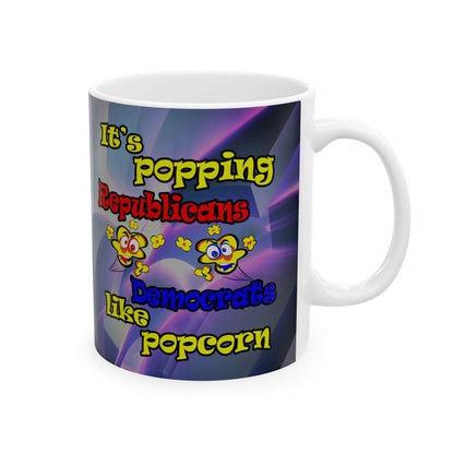 popping like popcorn - White Mug (grey-pink wave)