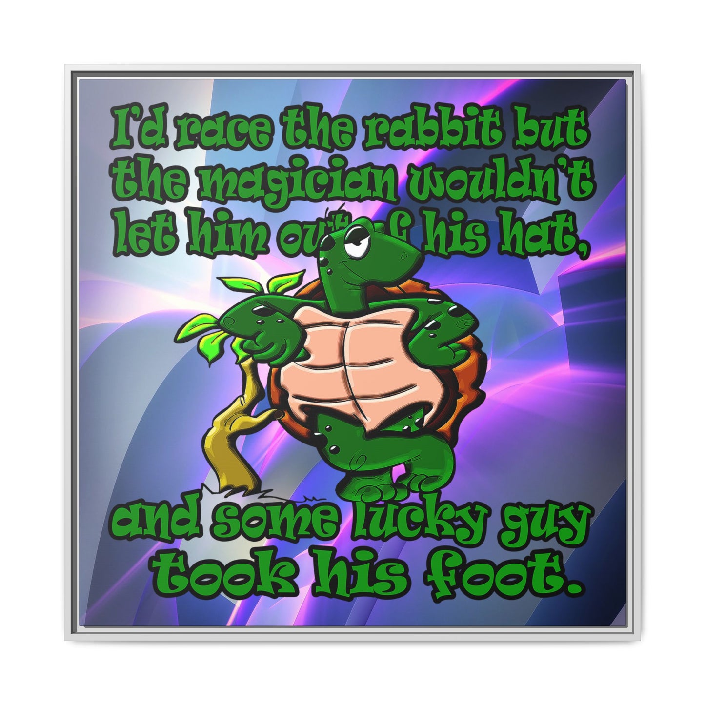 turtle race - framed canvas art (grey-pink wave)