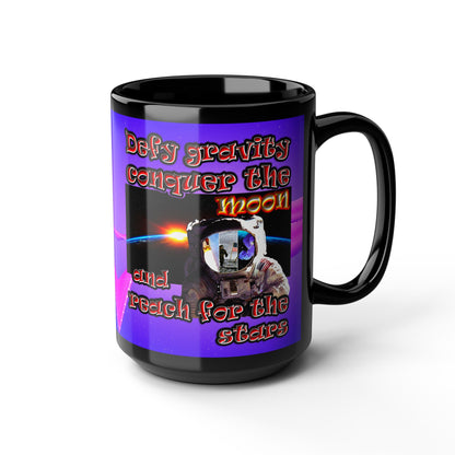 defy conquer reach - Black Mug (purple-pink wave)