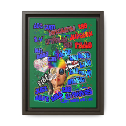drop the beat - framed canvas art (dark green)