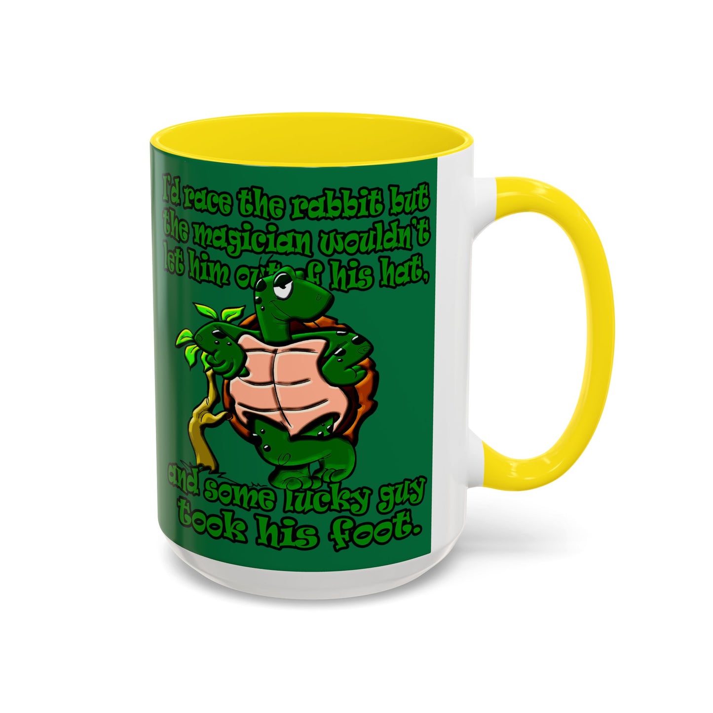 turtle race - Accent Mug (dark green)