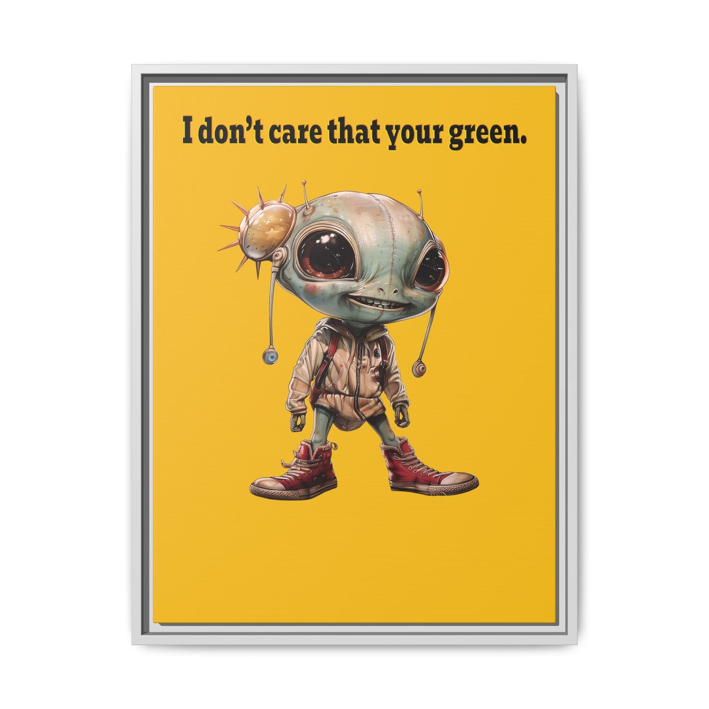 I don't care that your green - framed canvas art (yellow)